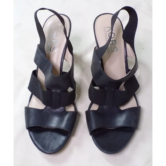 MICHAEL KORS Leather Heel Sandal Pumps Shoes Black 11 - Picture 3 of 7